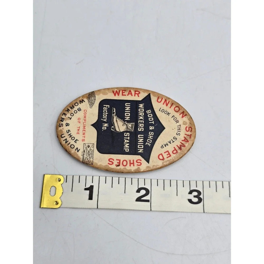 Boot & Shoe Workers Union Antique Celluloid Pocket Mirror Hidden Photo Good